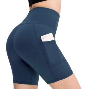 Navy High Waisted Biker Shorts